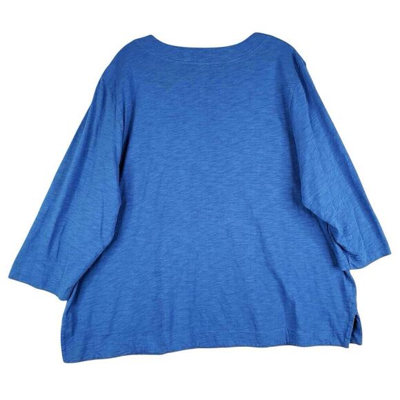 Chicos Top Shirt Women’s Size 4 US XXL Blue Cotton Popover Stretch LS - Picture 3 of 7